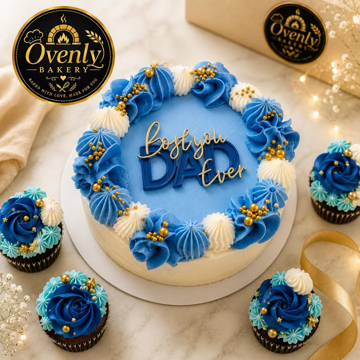 Ovenly Bakery homemade cake with branded bakery setup